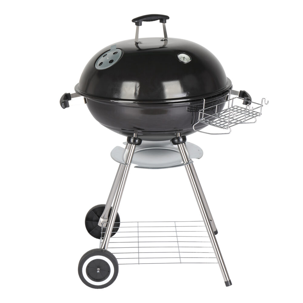 28-Inch Portable Charcoal Grill with Wheels and Storage Holder, Porcelain-Enameled Lid and Ash Catcher & Thermometer, Round Barbecue Kettle Grill Bowl Wheels for Outdoor Party Camping Picnic #SY-65389357 - Image 8