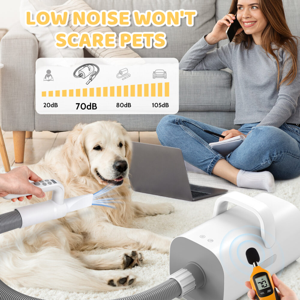 Dog dryer, 4-in-1 dog hair dryer with smart handle,90 m/s high speed negative ion dog hair dryer, adjustable air speed and temperature pet dryer for dogs and cats #JL01-USA-240 - Image 4