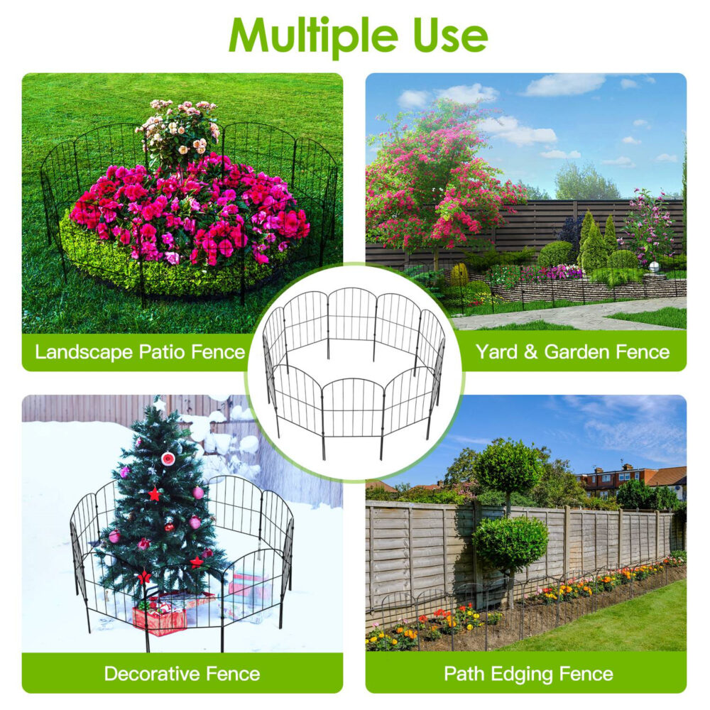 Decorative Garden Fence Fencing 10 Pack, 12.59” Width 23.93” Length Rustproof Metal Wire Panel Border Animal Barrier for Flower Edging for Yard Landscape Patio Outdoor Decor #SY-24750135 - Image 6