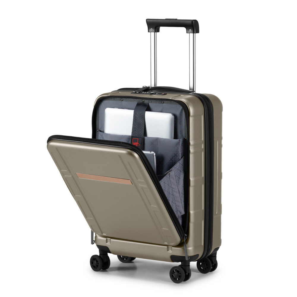 Carry on Luggage 22 X 14 X 9 Airline Approved, ABS+PC 20 Inch Luggage with Front Compartment, Double Spinner Wheels, TSA Lock，Khaki Color #SY-37037123 - Image 6