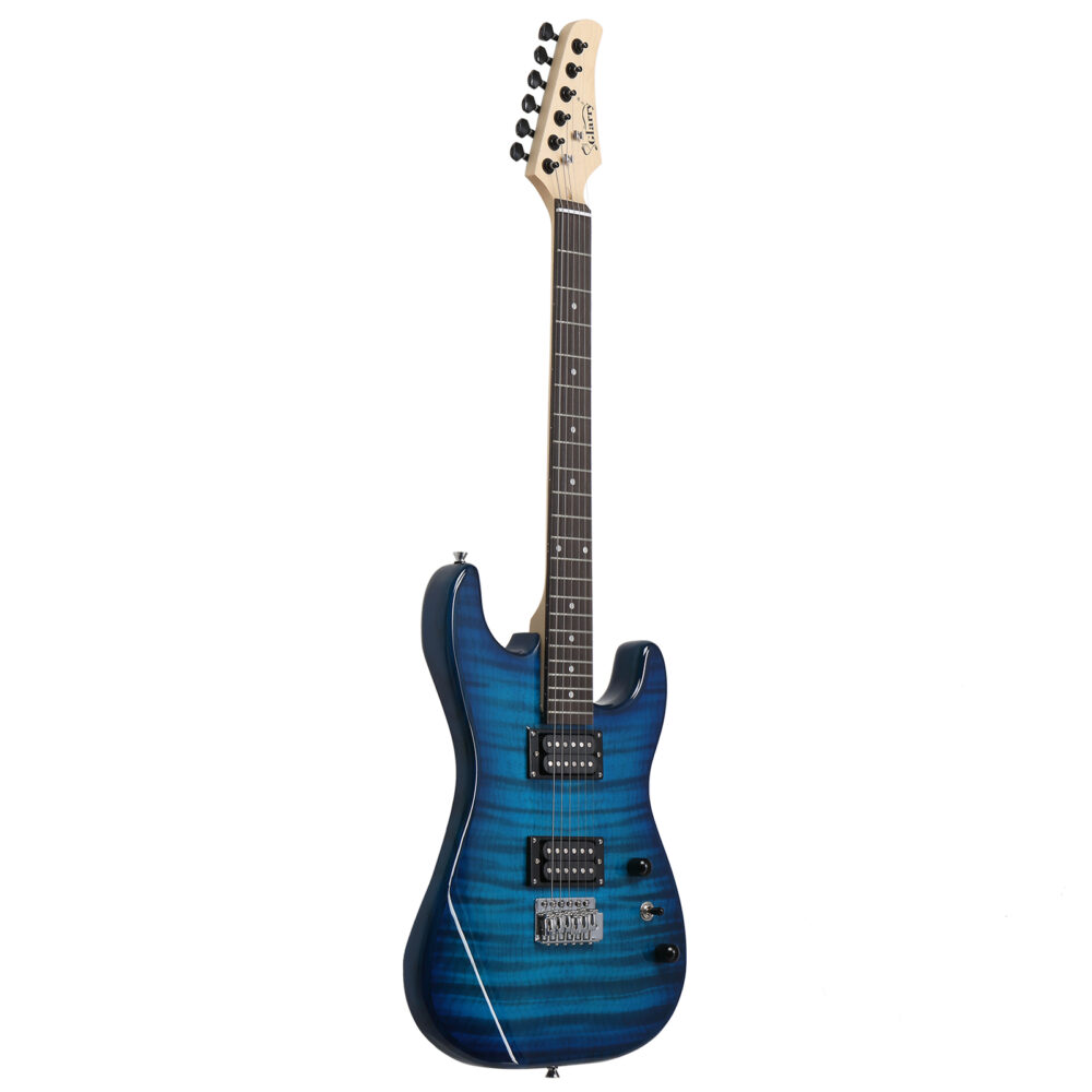 Glarry GST Stylish H-H Pickup Tiger Stripe Electric Guitar Kit with 20W AMP Bag Guitar Strap Blue #JL06-12856769 - Image 19