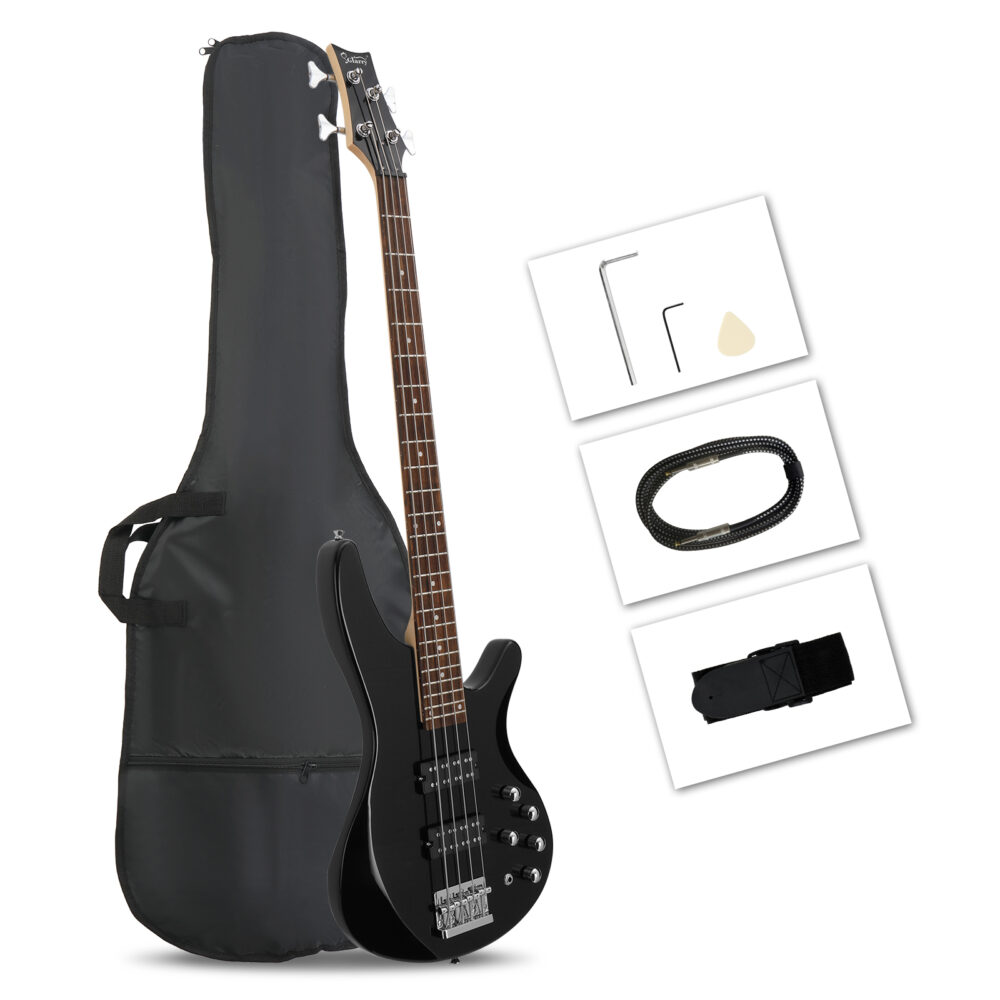 Glarry 44 Inch GIB 4 String H-H Pickup Laurel Wood Fingerboard Electric Bass Guitar with Bag and other Accessories Black #JL06-93617569 - Image 11