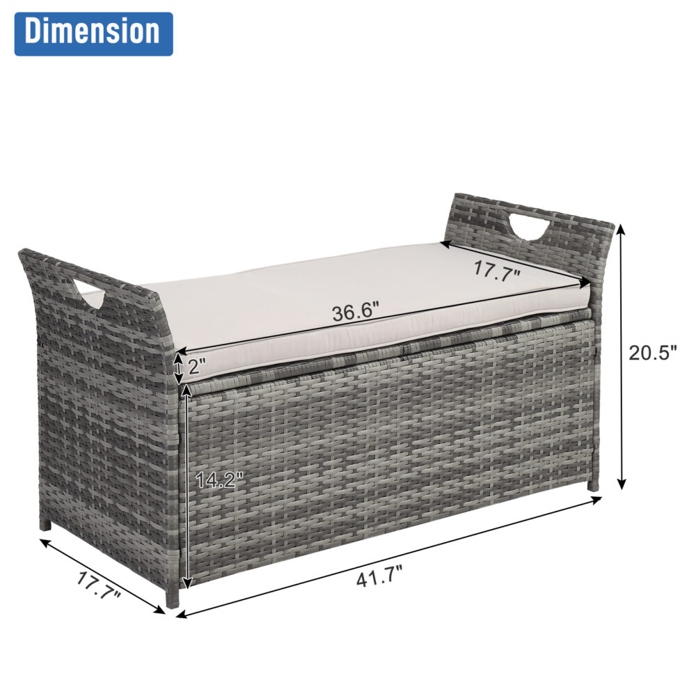 106*52*46cm Iron Frame Can Accommodate Gray Gradient Footstool Locker Rattan Locker #SY-95383917 - Image 8