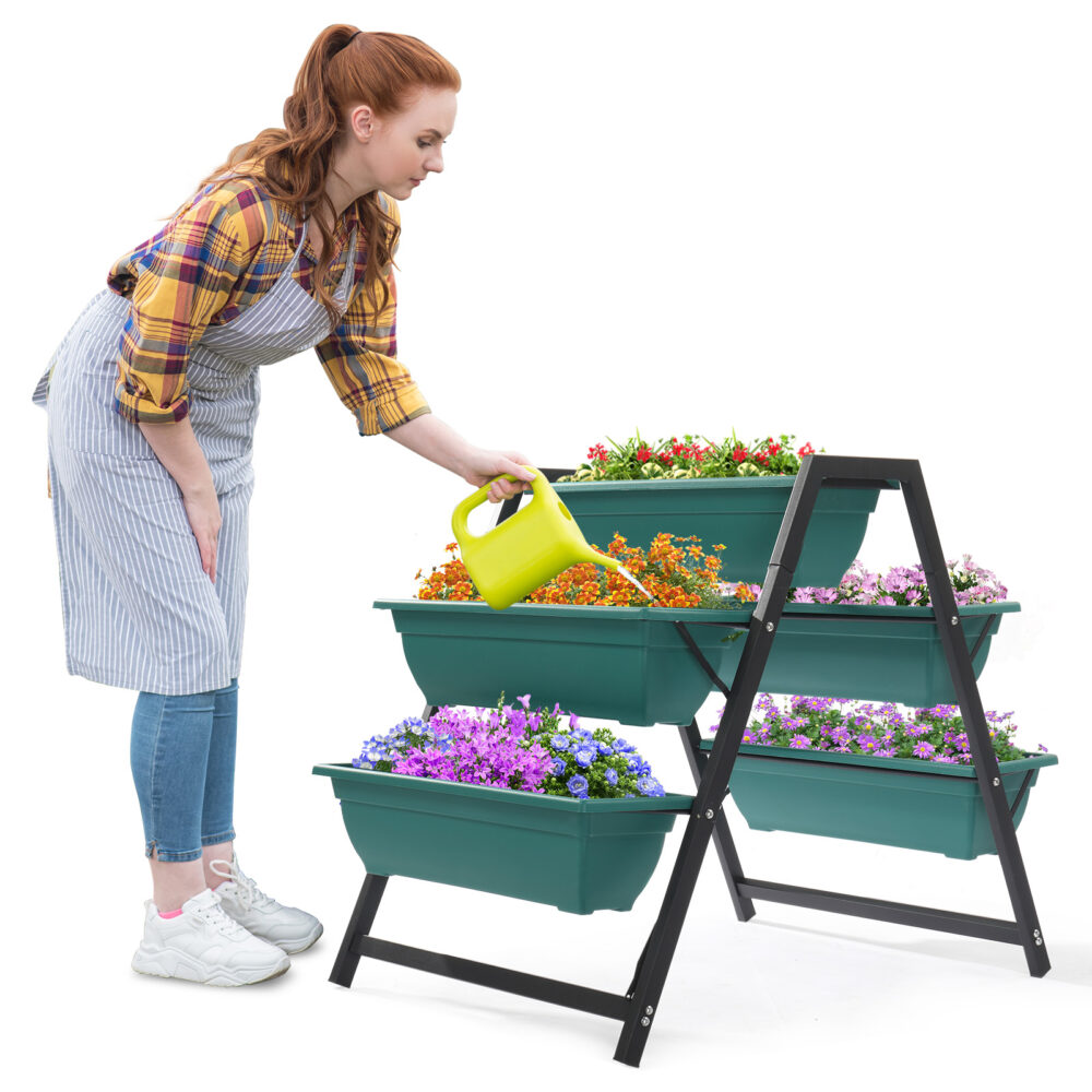 Raised Garden Planter Bed, Tiered Planter Stand with 5 Boxes, Vertical Raised Garden Bed for Herbs, Flowers, or Vegetables in Patio Balcony Indoor Outdoor #SY-22492182 - Image 2