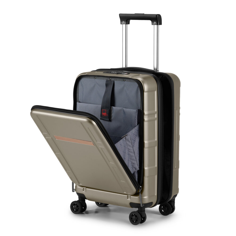 Carry on Luggage 22 X 14 X 9 Airline Approved, ABS+PC 20 Inch Luggage with Front Compartment, Double Spinner Wheels, TSA Lock，Khaki Color #SY-37037123 - Image 2