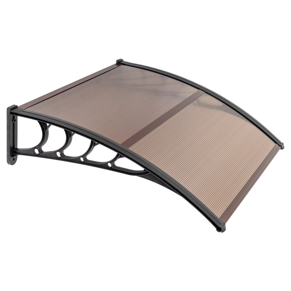 100 x 96cm Household Application Door & Window Rain Cover Eaves Brown Board & Black Holder #SY-70596693