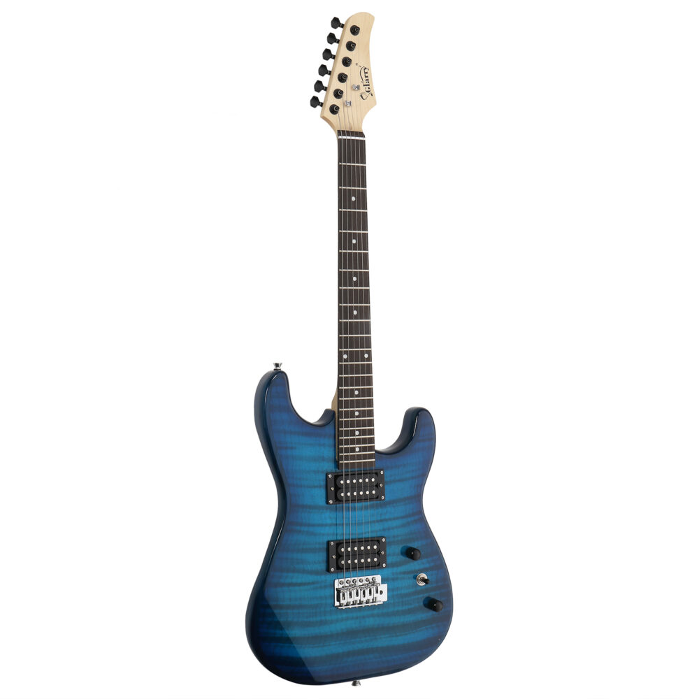 Glarry GST Stylish H-H Pickup Tiger Stripe Electric Guitar Kit with 20W AMP Bag Guitar Strap Blue #JL06-12856769 - Image 22