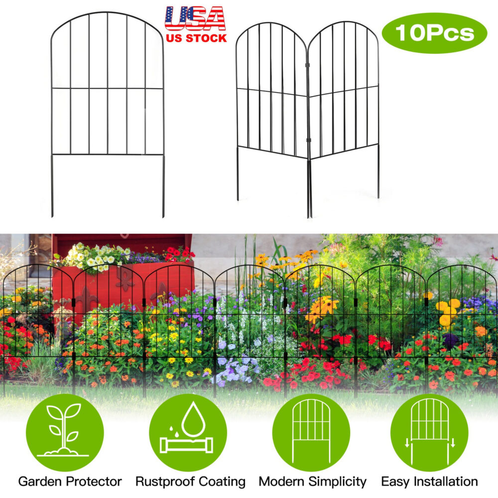 Decorative Garden Fence Fencing 10 Pack, 12.59” Width 23.93” Length Rustproof Metal Wire Panel Border Animal Barrier for Flower Edging for Yard Landscape Patio Outdoor Decor #SY-24750135 - Image 8