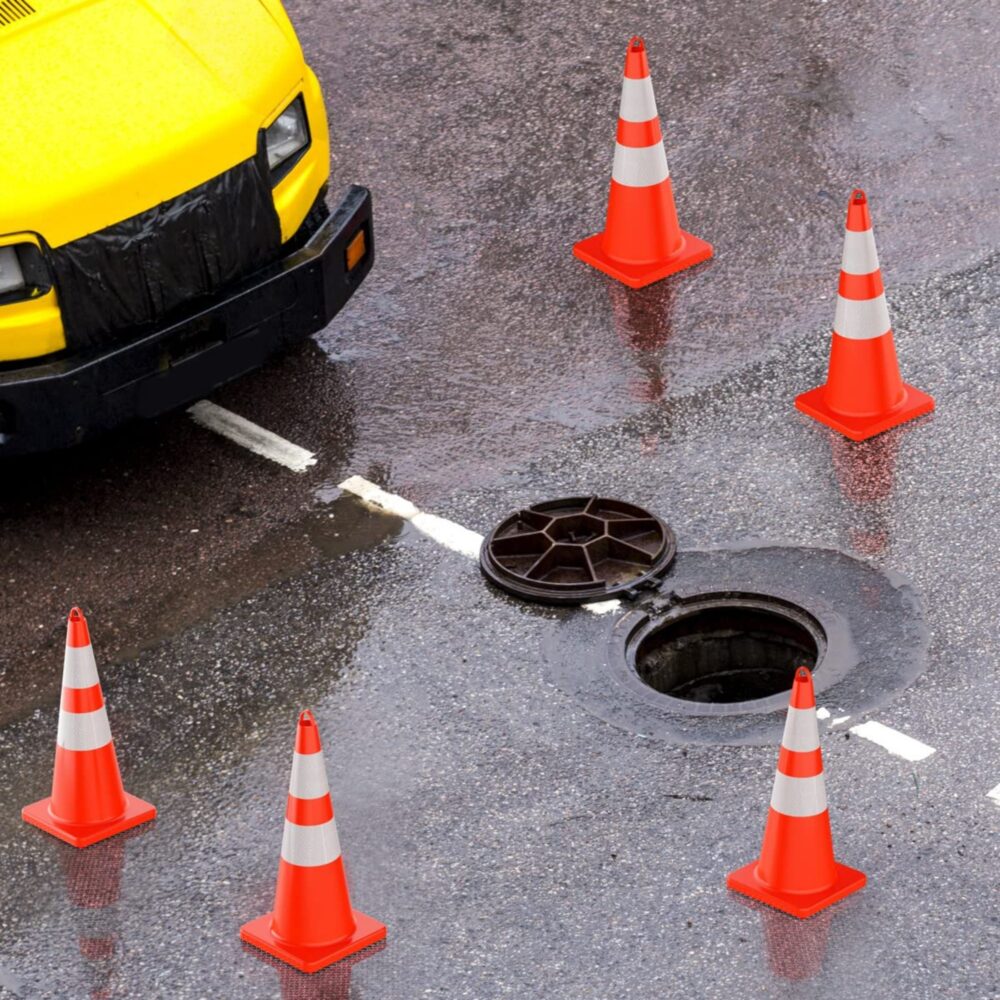 [12 Pack] 28 inch Traffic Safety Cones with Reflective Collars, Sturdy Orange PVC Cones for Road Safety, Parking lot and Driving Training #SY-40142847 - Image 2