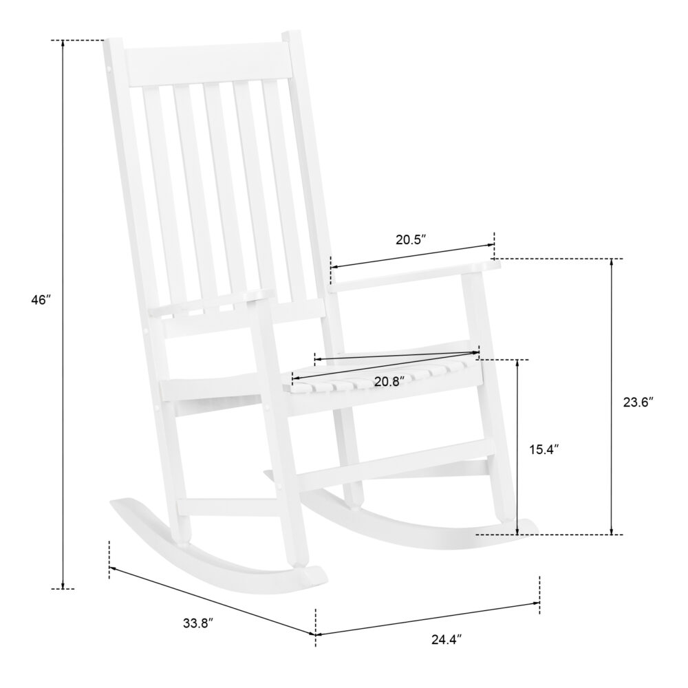 68.5*86*115CM Square Wooden Rocking Chair White #JL06-33661004 - Image 8