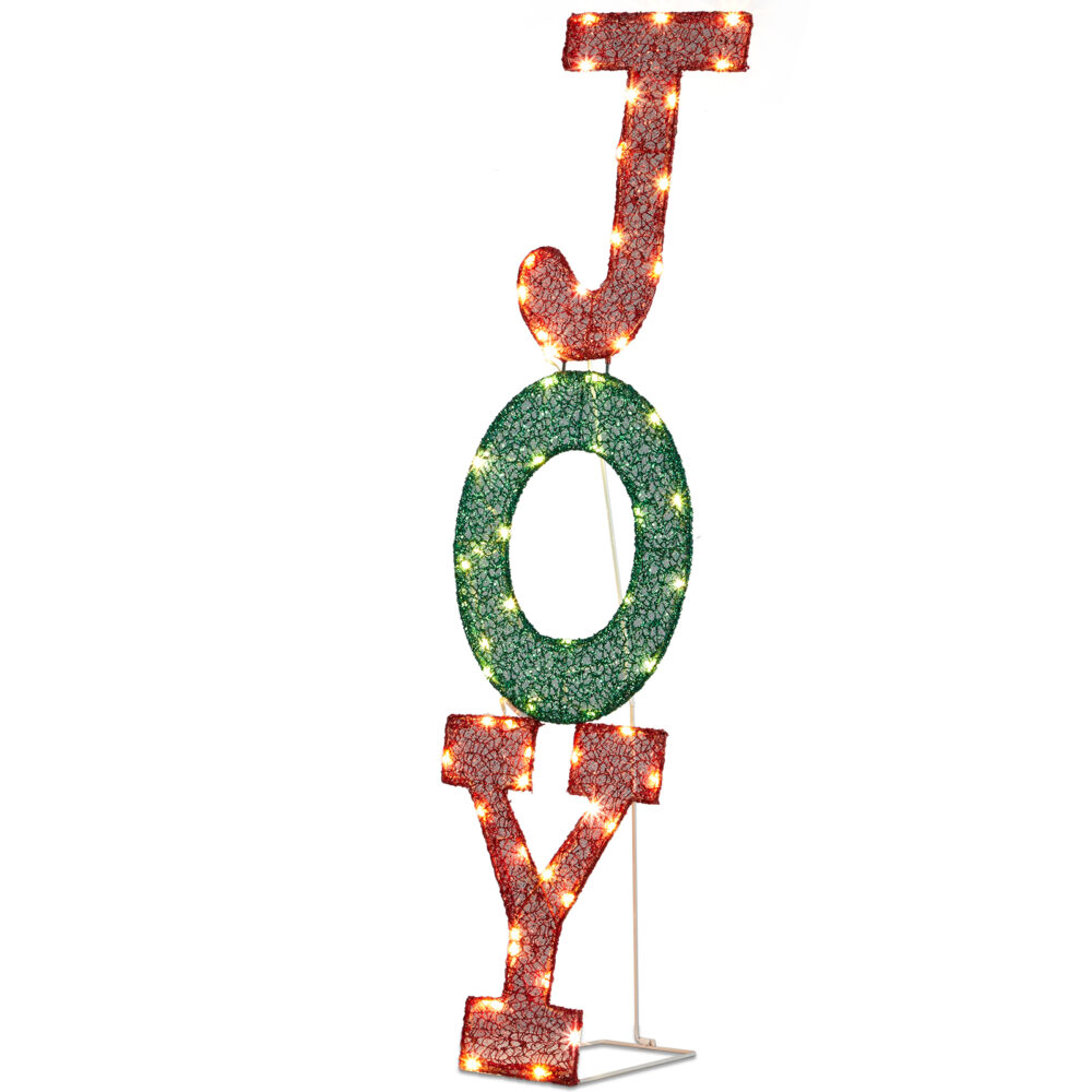 Lighted JOY Letter Sign Christmas Yard Decorations, Pre-lit 2D Letter Display with 45 LED Warm White Lights and Stakes for Xmas Outdoor Holiday Indoor Decor Lighted Holiday Displays #SY-83704142