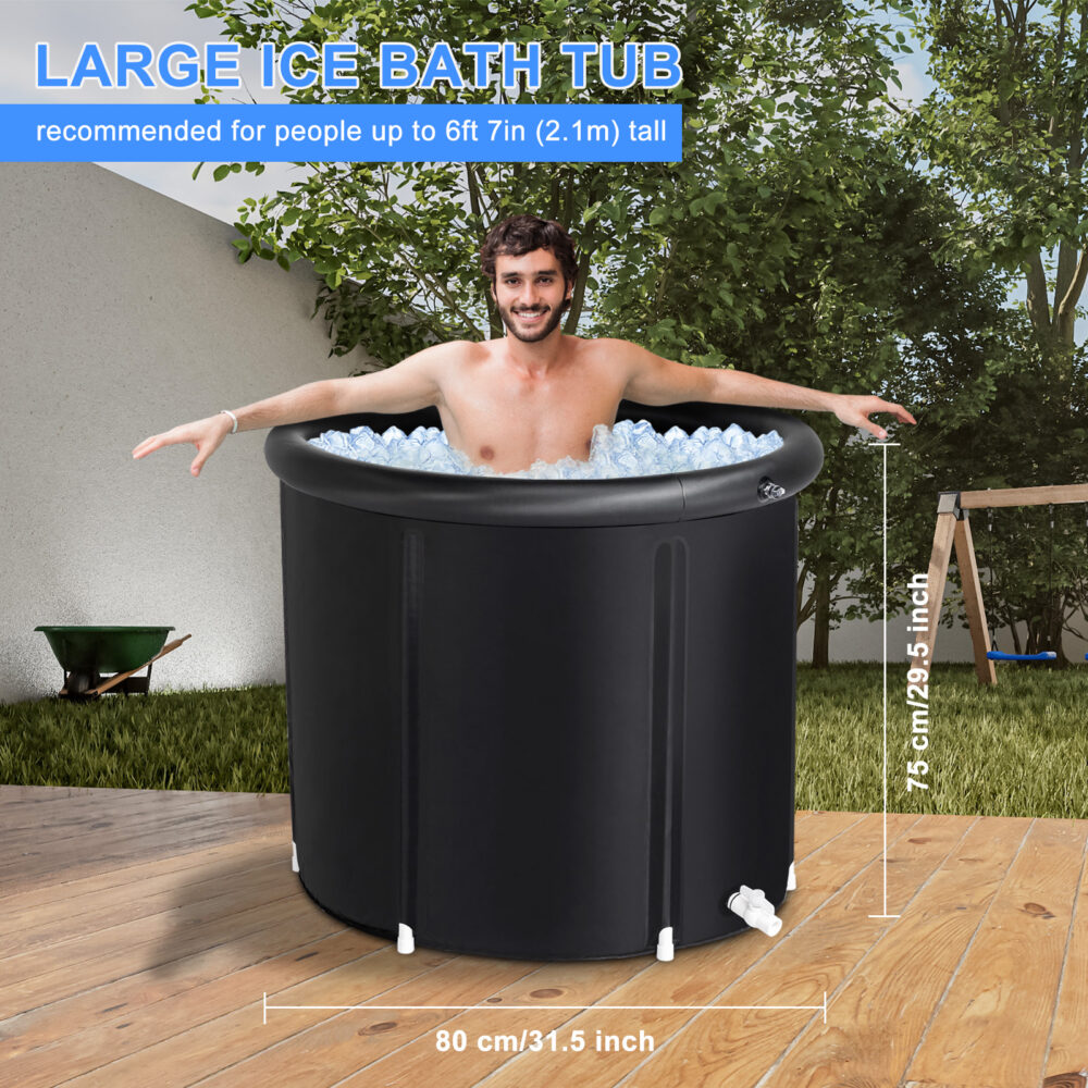 Ice Bath Tub for Athletes with Cover, 105 Gallons Cold Plunge Tub for Recovery, Multiple Layered Portable Ice Bath Plunge Pool, Black #SY-00383086 - Image 12