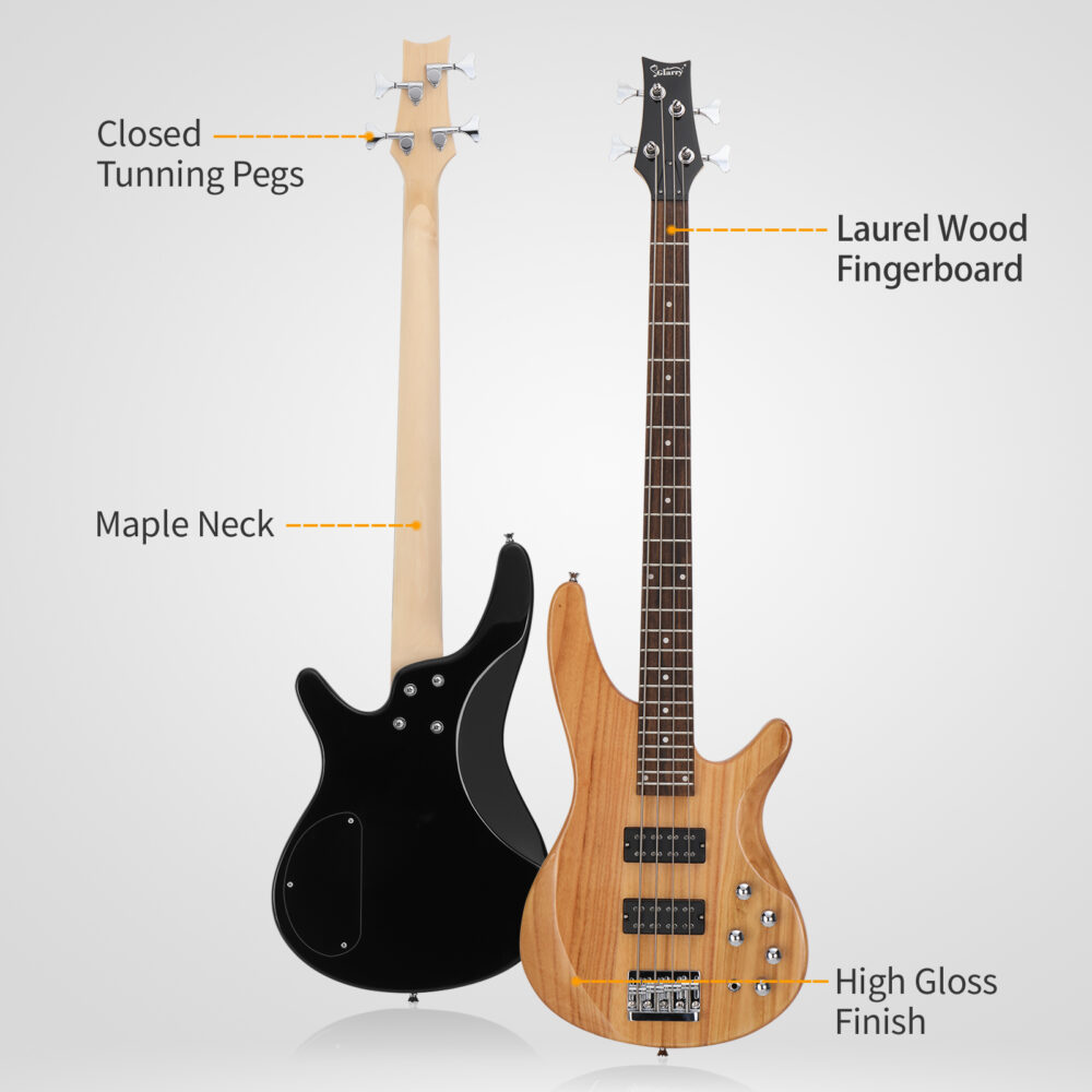 Glarry 44 Inch GIB 4 String H-H Pickup Laurel Wood Fingerboard Electric Bass Guitar with Bag and other Accessories Burlywood #JL06-51845818 - Image 6