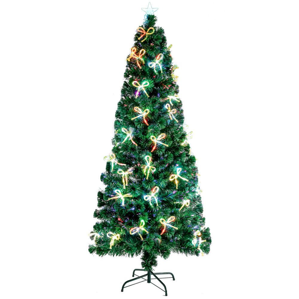 6.5ft Pre-Lit Fiber Optical Christmas Tree with Bow Shape Color Changing Led Lights&260 Branch Tips #SY-30700297 - Image 5