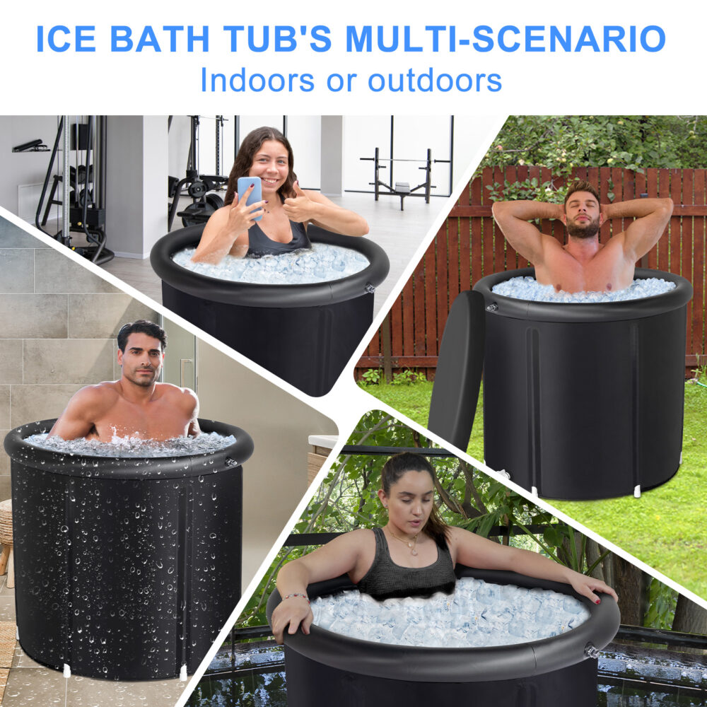 Ice Bath Tub for Athletes with Cover, 105 Gallons Cold Plunge Tub for Recovery, Multiple Layered Portable Ice Bath Plunge Pool, Black #SY-00383086 - Image 5