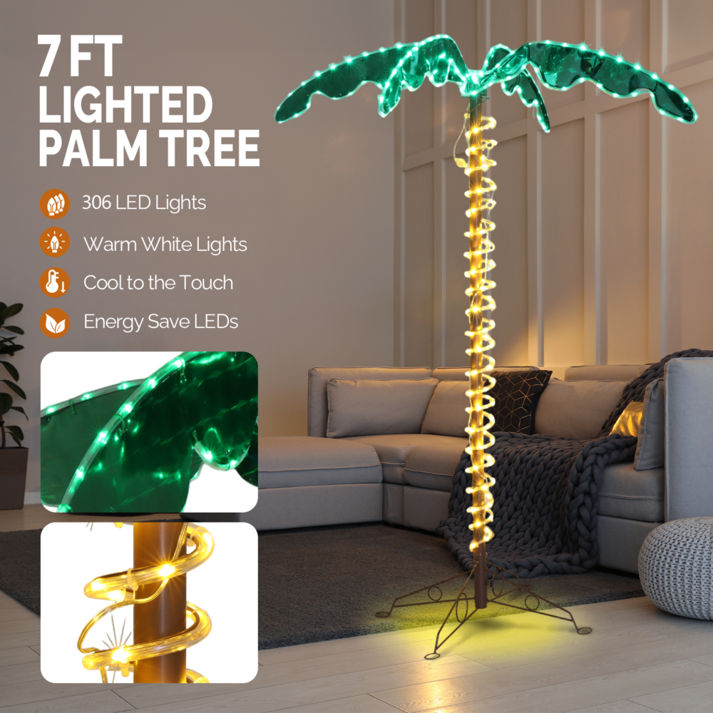 7ft 306 Lights 31V 6W Coconut Tree Lights Garden Tree Lights Decoration #SY-54685844 - Image 5