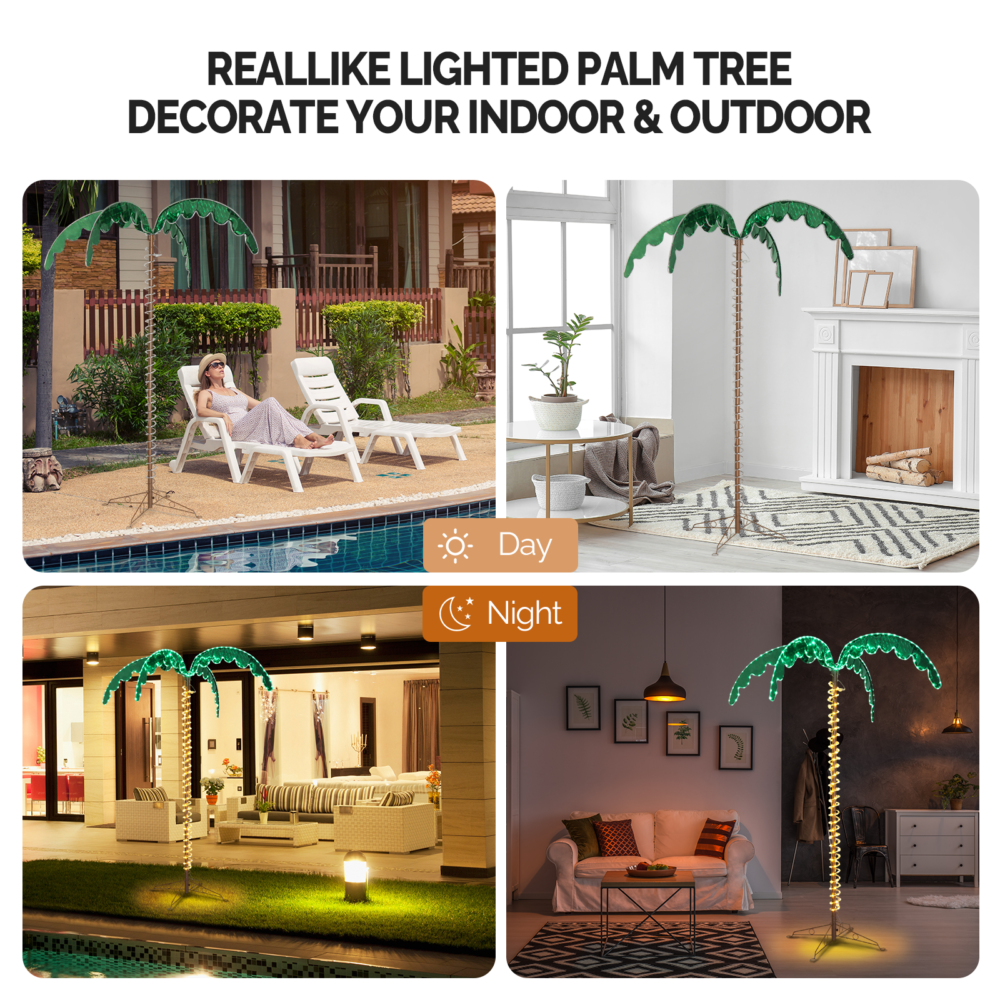 7ft 306 Lights 31V 6W Coconut Tree Lights Garden Tree Lights Decoration #SY-54685844 - Image 7