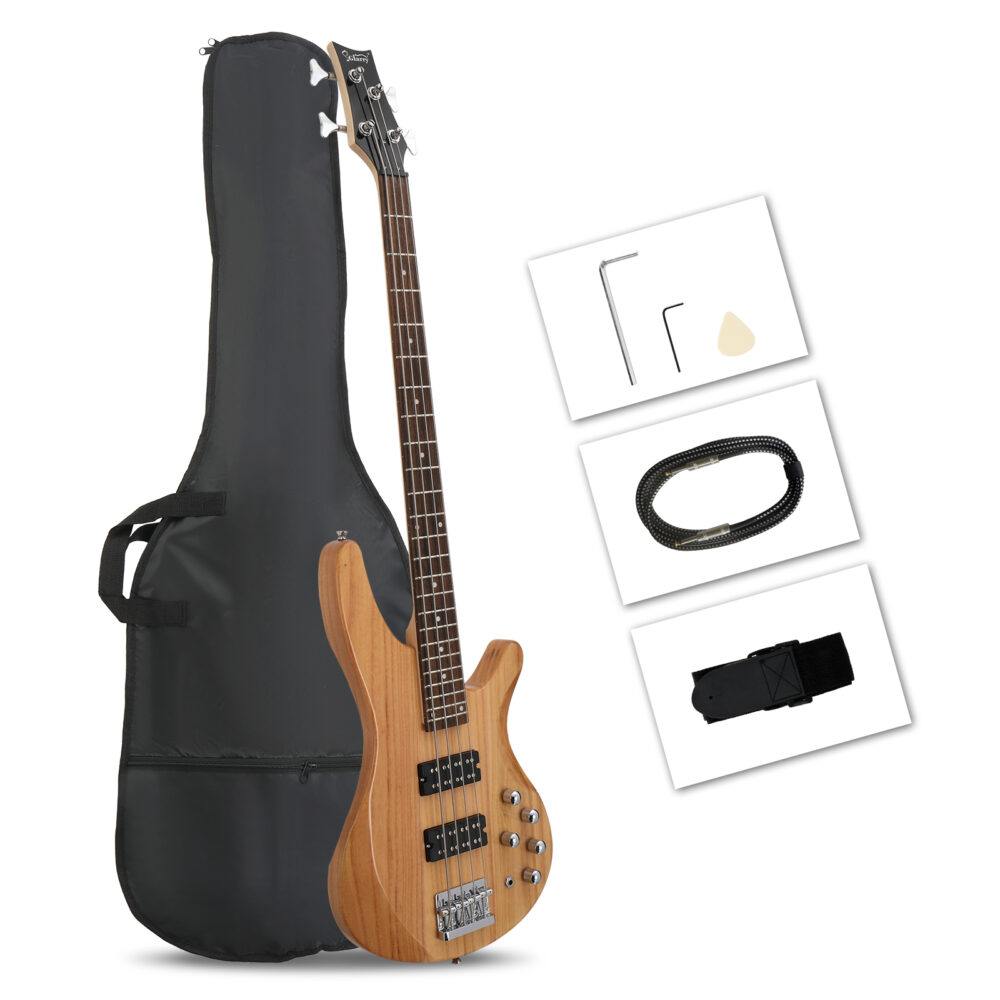 Glarry 44 Inch GIB 4 String H-H Pickup Laurel Wood Fingerboard Electric Bass Guitar with Bag and other Accessories Burlywood #JL06-51845818 - Image 4