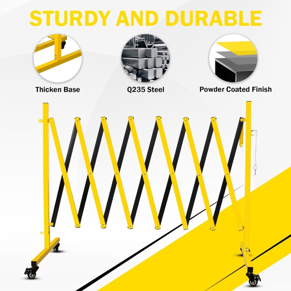 Metal Expandable Barricade, 11 Feet Retractable Fence Outdoor, Mobile Safety Barrier Gate, Easily Assembled Expanding Gate with Casters, Collapsible Accordion Barricade Gate Outdoor #SY-50417344 - Image 8