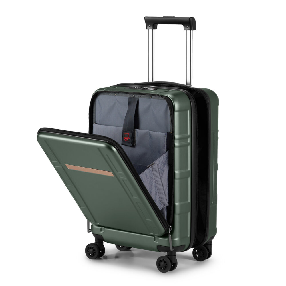 Carry on Luggage 22 X 14 X 9 Airline Approved, ABS+PC 20 Inch Luggage with Front Compartment, Double Spinner Wheels, TSA Lock，Dark Green Color #SY-30074238 - Image 5