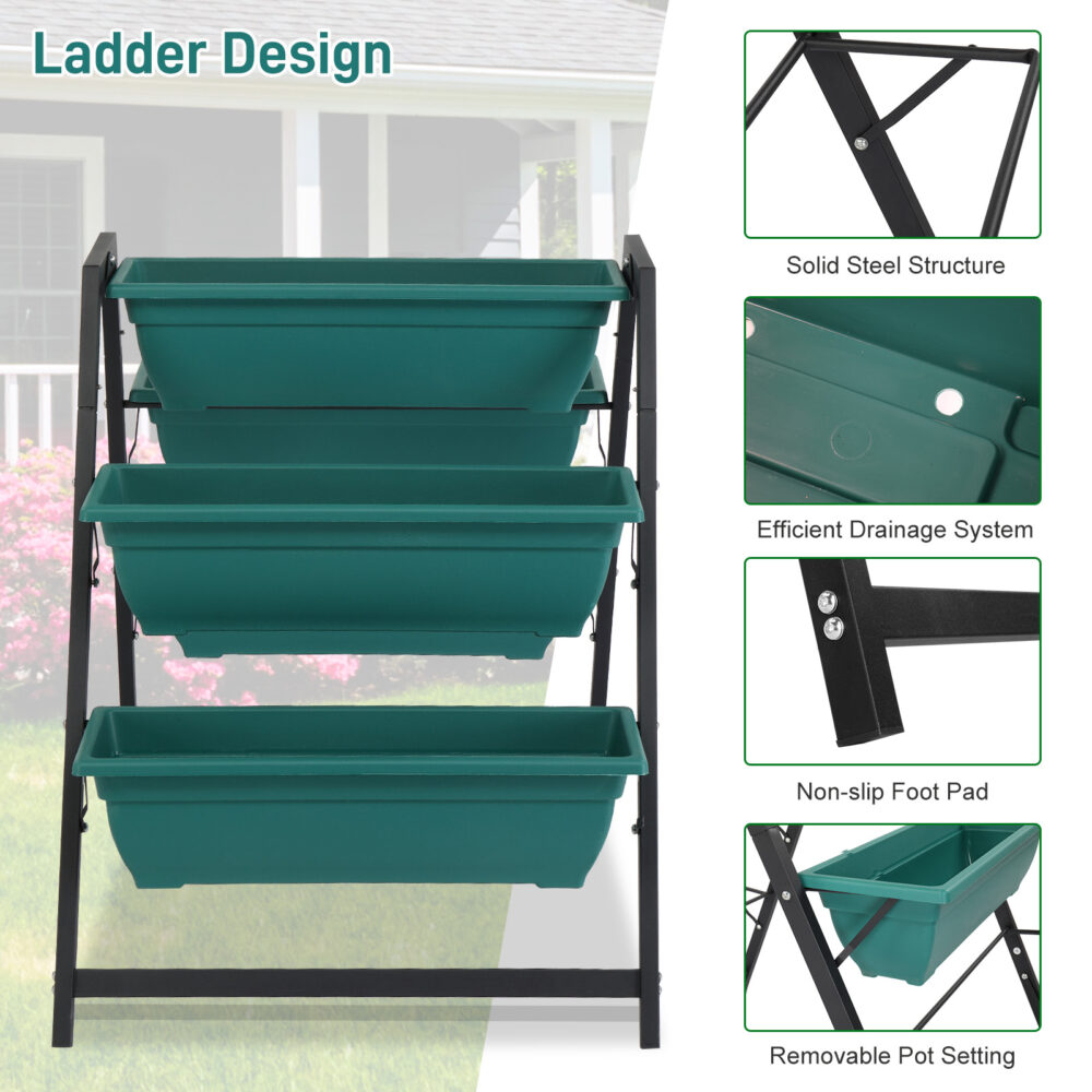 Raised Garden Planter Bed, Tiered Planter Stand with 5 Boxes, Vertical Raised Garden Bed for Herbs, Flowers, or Vegetables in Patio Balcony Indoor Outdoor #SY-22492182 - Image 4