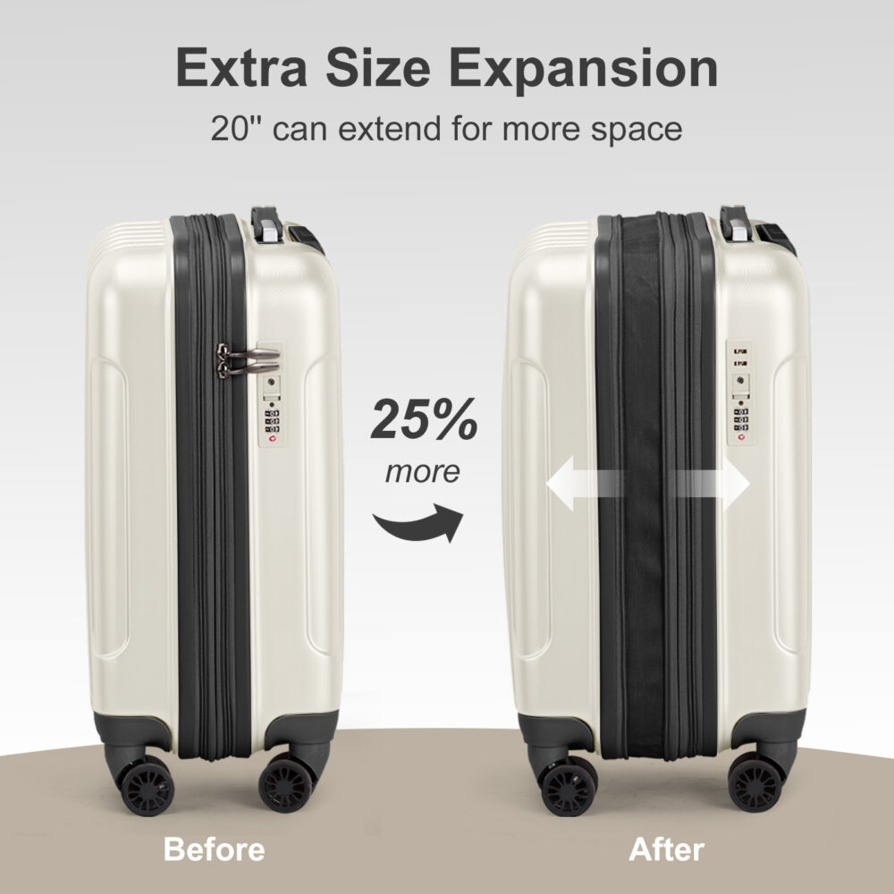 2 Piece Luggage Set, 20" Carry-On Expandble Luggage Hardside Lightweight Suitcase, 14" Mini Cosmetic Cases #SY-96436590 - Image 5