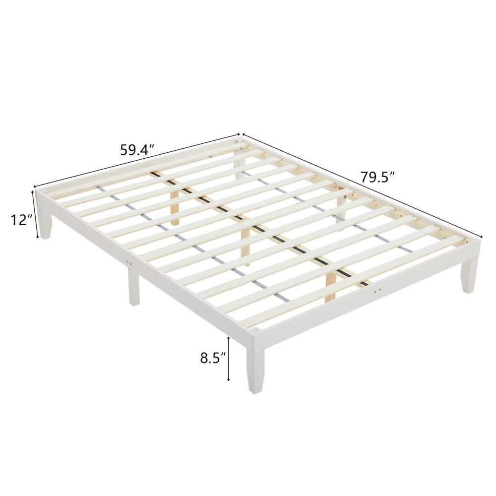 Basic bed frame washed white Queen 206*151*30.5cm wooden bed #JL06-73717443 - Image 3