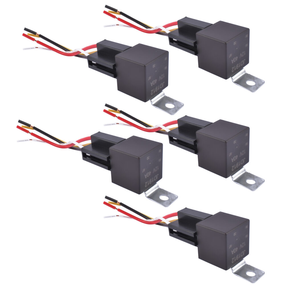 5 Piece 4 Pin SPDT DC 12V, 40/30 A Heavy Duty Automotive Relay with Wires & Harness Socket Set #JL06-49923759 - Image 3