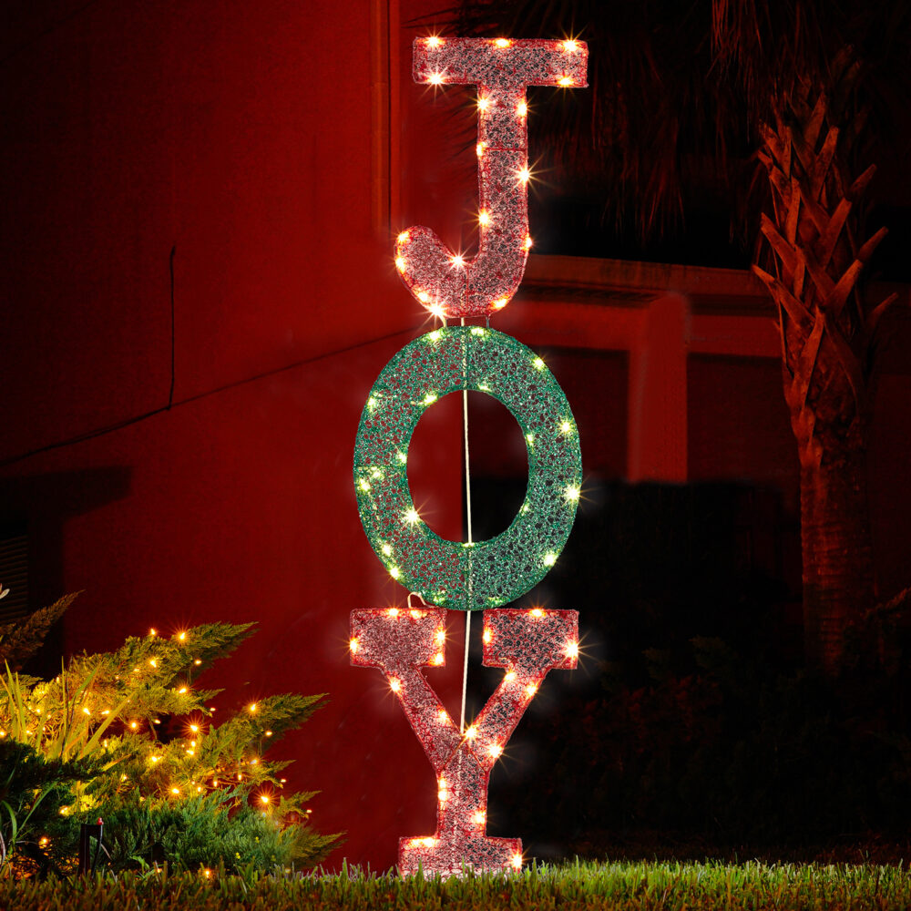 Lighted JOY Letter Sign Christmas Yard Decorations, Pre-lit 2D Letter Display with 45 LED Warm White Lights and Stakes for Xmas Outdoor Holiday Indoor Decor Lighted Holiday Displays #SY-83704142 - Image 7