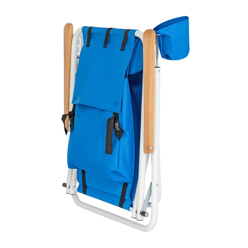 Portable High Strength Beach Chair with Adjustable Headrest Blue #JL06-99460325 - Image 7