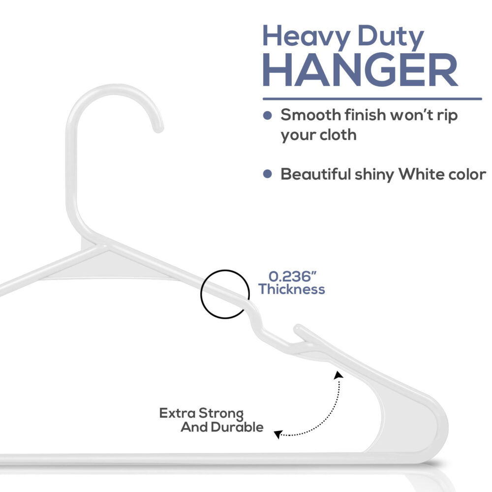 With Shoulder Grooves Space-Saving 60Pcs PP Hangers for Clothes - Durable, Multi-Use for Shirts, Pants, Coats, Dresses & Suits - Ideal for Closet Organization (White) #JL06-09703771 - Image 7