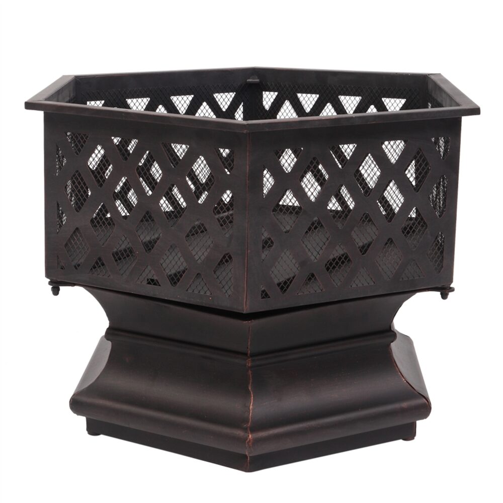 22" Hexagonal Shaped Iron Brazier Wood Burning Fire Pit Decoration for Backyard Poolside #SY-06542003 - Image 7