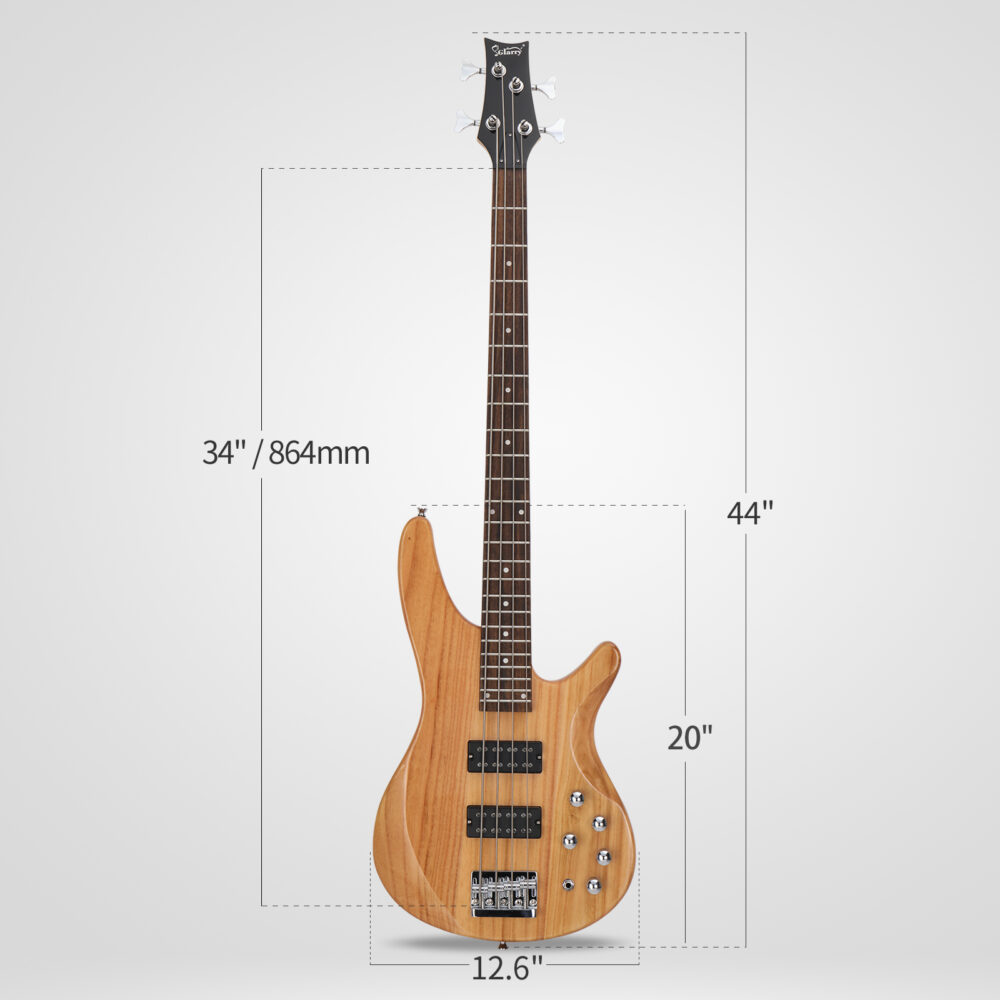 Glarry 44 Inch GIB 4 String H-H Pickup Laurel Wood Fingerboard Electric Bass Guitar with Bag and other Accessories Burlywood #JL06-51845818 - Image 10