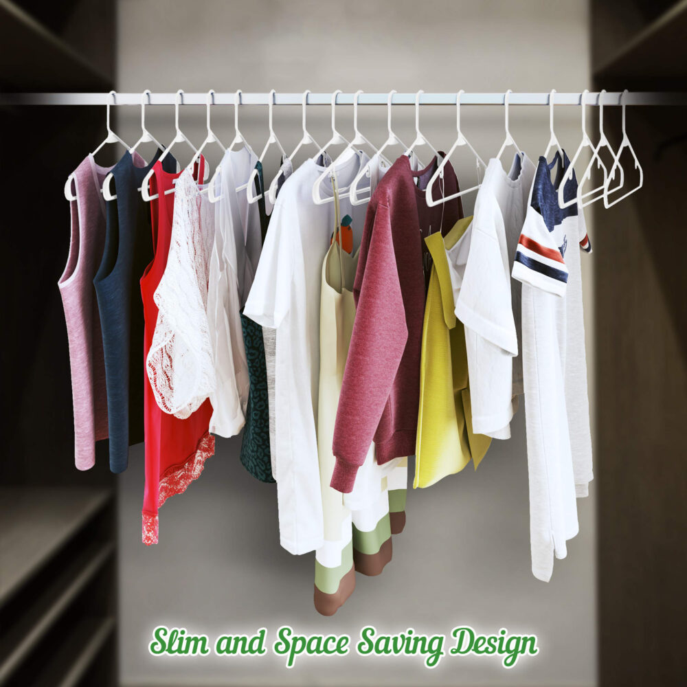 With Shoulder Grooves Space-Saving 60Pcs PP Hangers for Clothes - Durable, Multi-Use for Shirts, Pants, Coats, Dresses & Suits - Ideal for Closet Organization (White) #JL06-09703771 - Image 9