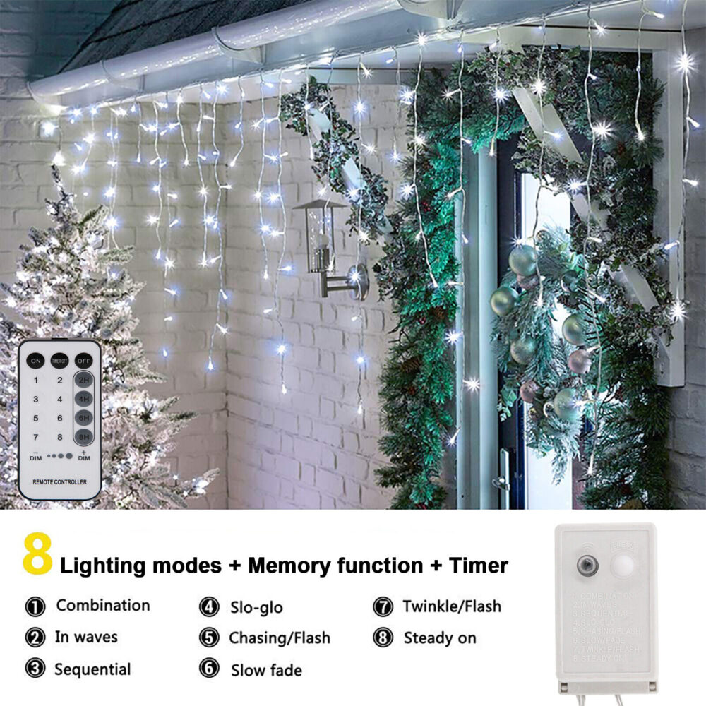 Curtain Icicle Lights Wedding Party LED Fairy Christmas Indoor Outdoor #JL06-69581037 - Image 7