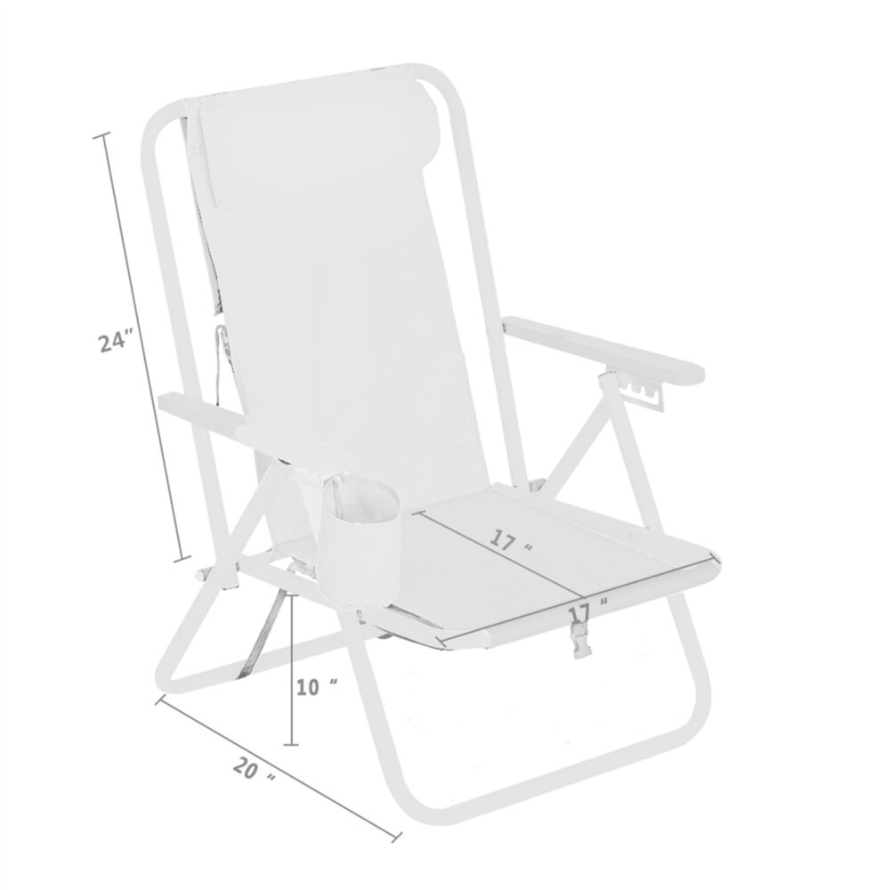 Portable High Strength Beach Chair with Adjustable Headrest Blue #JL06-99460325 - Image 12