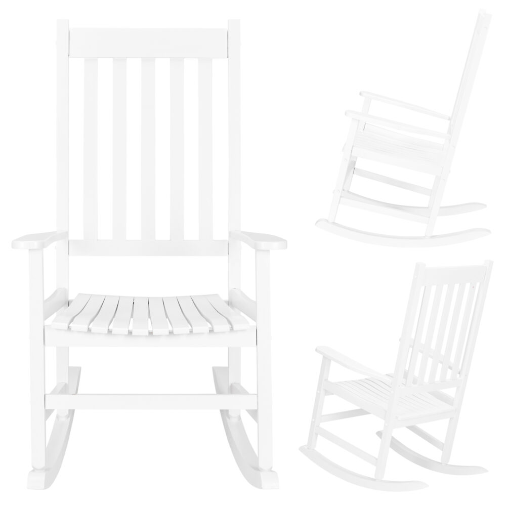 68.5*86*115CM Square Wooden Rocking Chair White #JL06-33661004 - Image 13