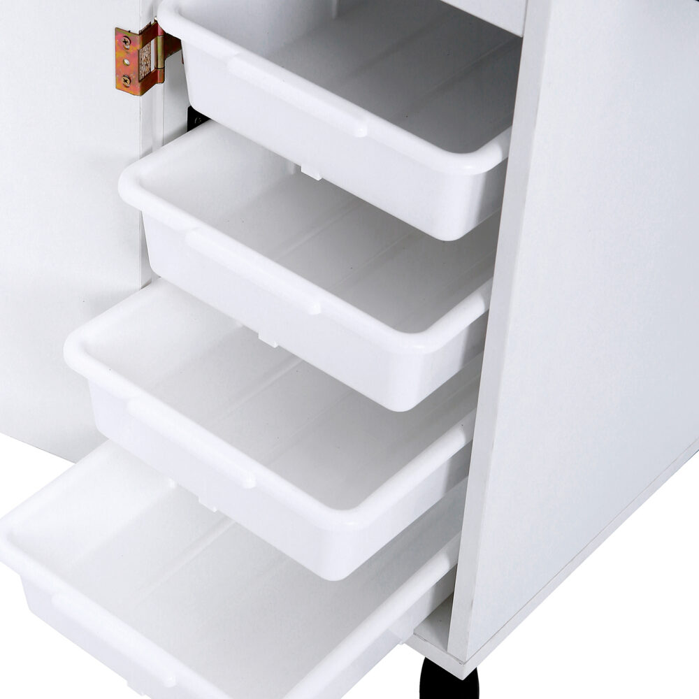 Hair Salon Storage Cart with Wheels & 3 Hair Dryer Holders & 4 Drawers & Lock & 2 Keys, Hairdressing Tools Station Mobile Makeup Case White #SY-96176342 - Image 13