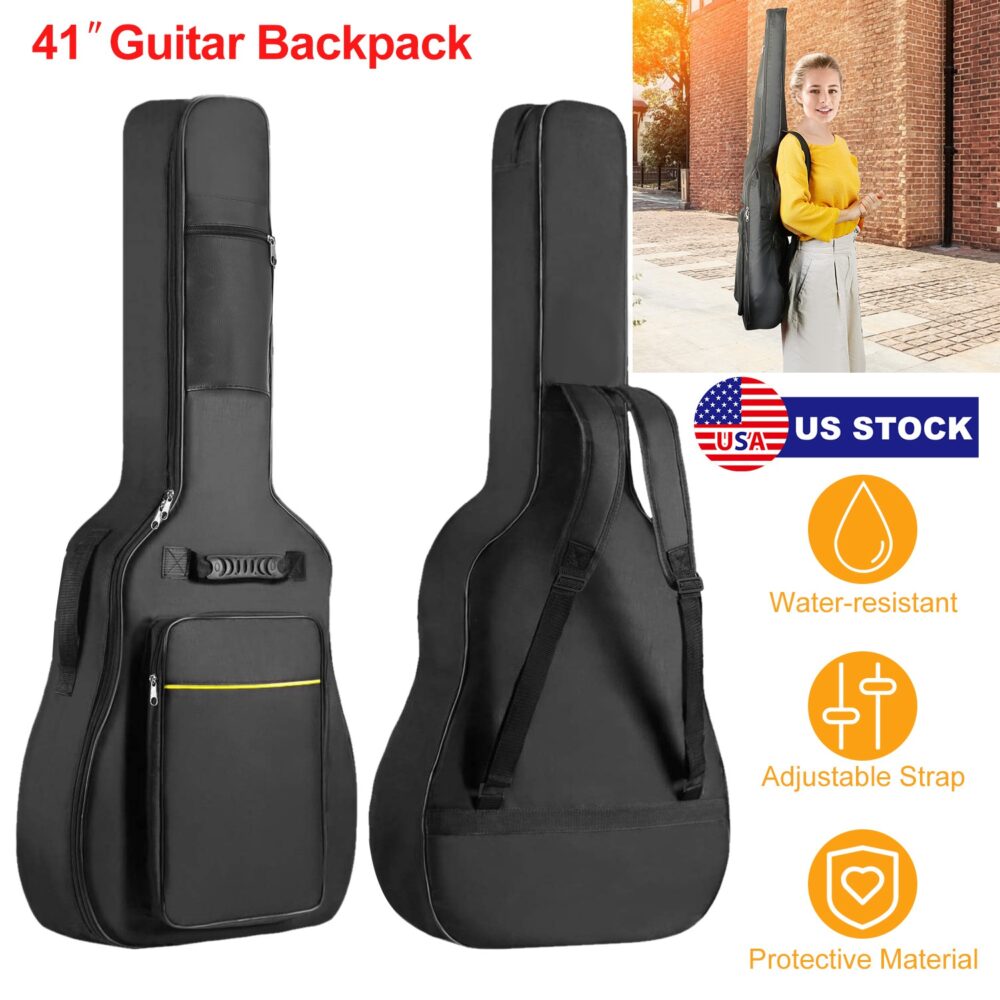 41” Guitar Backpack Adjustable Shoulder Strap Water-resistant Guitar Carry Bag 5mm Thick Padded Protective Acoustic Guitar Bag #SY-53869430