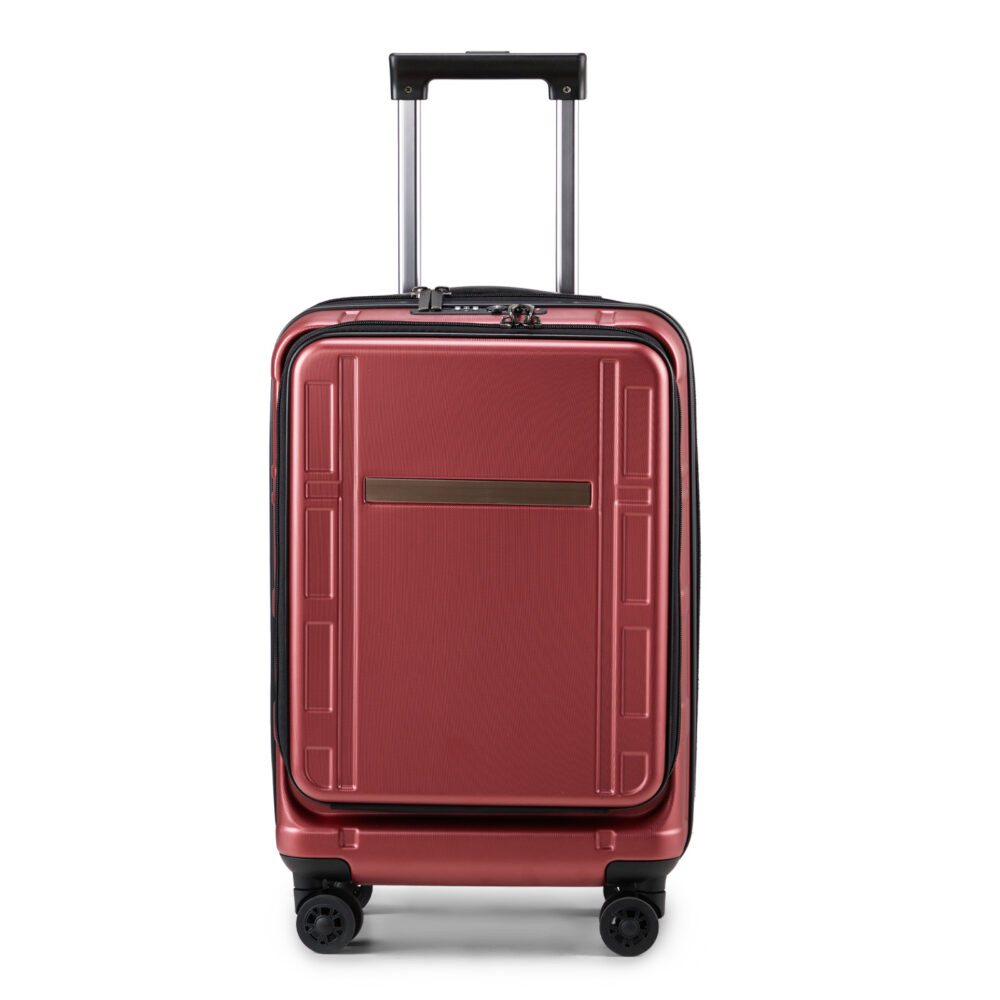 Carry on Luggage 22 X 14 X 9 Airline Approved, ABS+PC 20 Inch Luggage with Front Compartment, Double Spinner Wheels, TSA Lock，Wine Red Color #SY-47891097