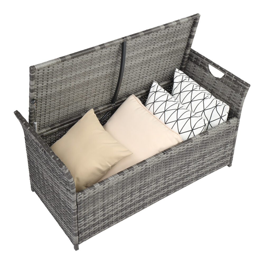 106*52*46cm Iron Frame Can Accommodate Gray Gradient Footstool Locker Rattan Locker #SY-95383917 - Image 2