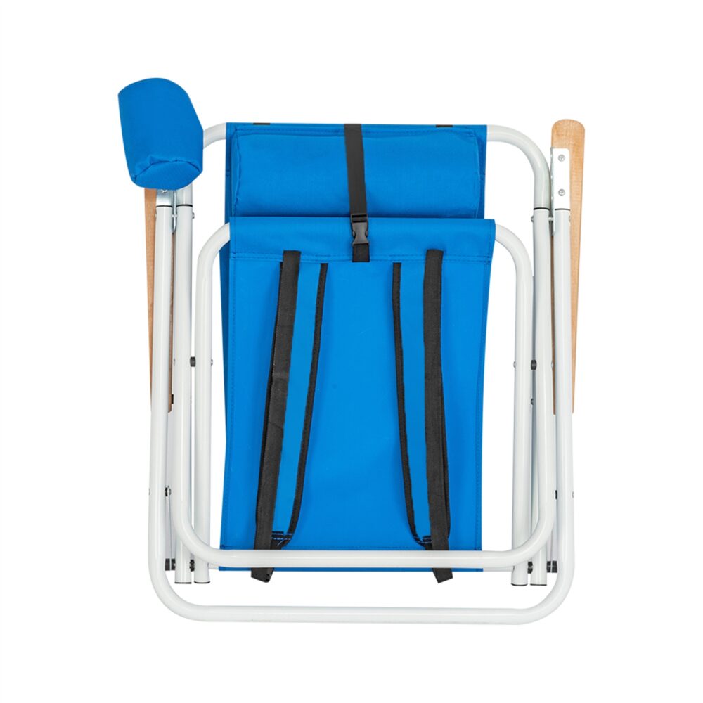 Portable High Strength Beach Chair with Adjustable Headrest Blue #JL06-99460325 - Image 13