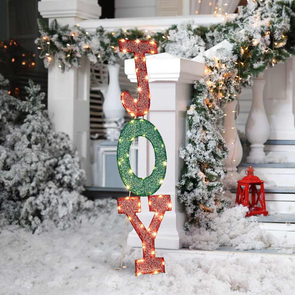 Lighted JOY Letter Sign Christmas Yard Decorations, Pre-lit 2D Letter Display with 45 LED Warm White Lights and Stakes for Xmas Outdoor Holiday Indoor Decor Lighted Holiday Displays #SY-83704142 - Image 12