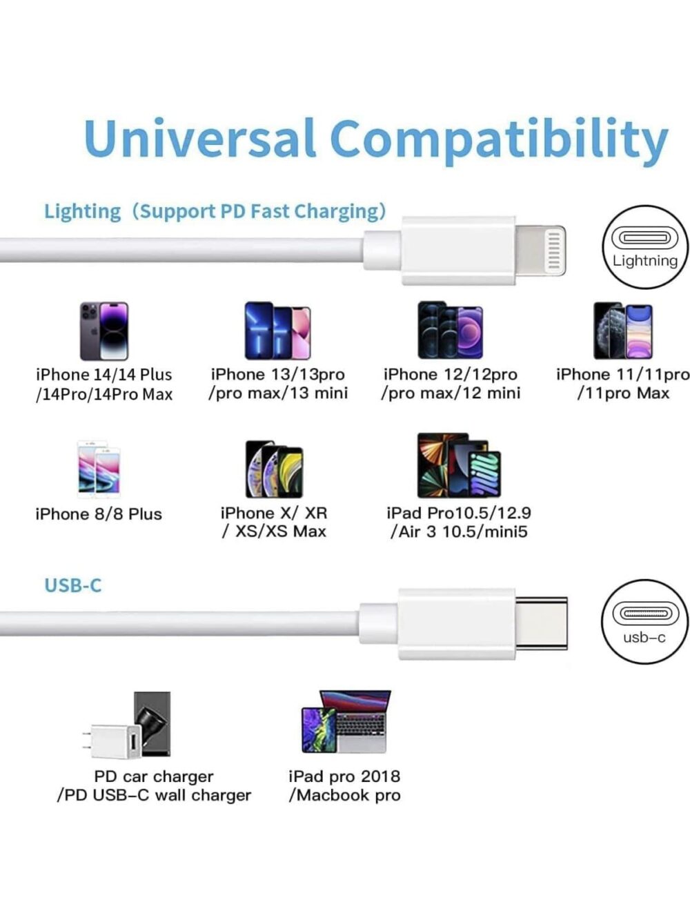 USB C To Lightning Cable Apple MFi Certified 3Pack 6FT IPhone Fast Charger Power Delivery Type Charging Cord Compatible With 15 14 13 Pro Max 12 11 XS XR X 8 IPad #JL06-14684880 - Image 7