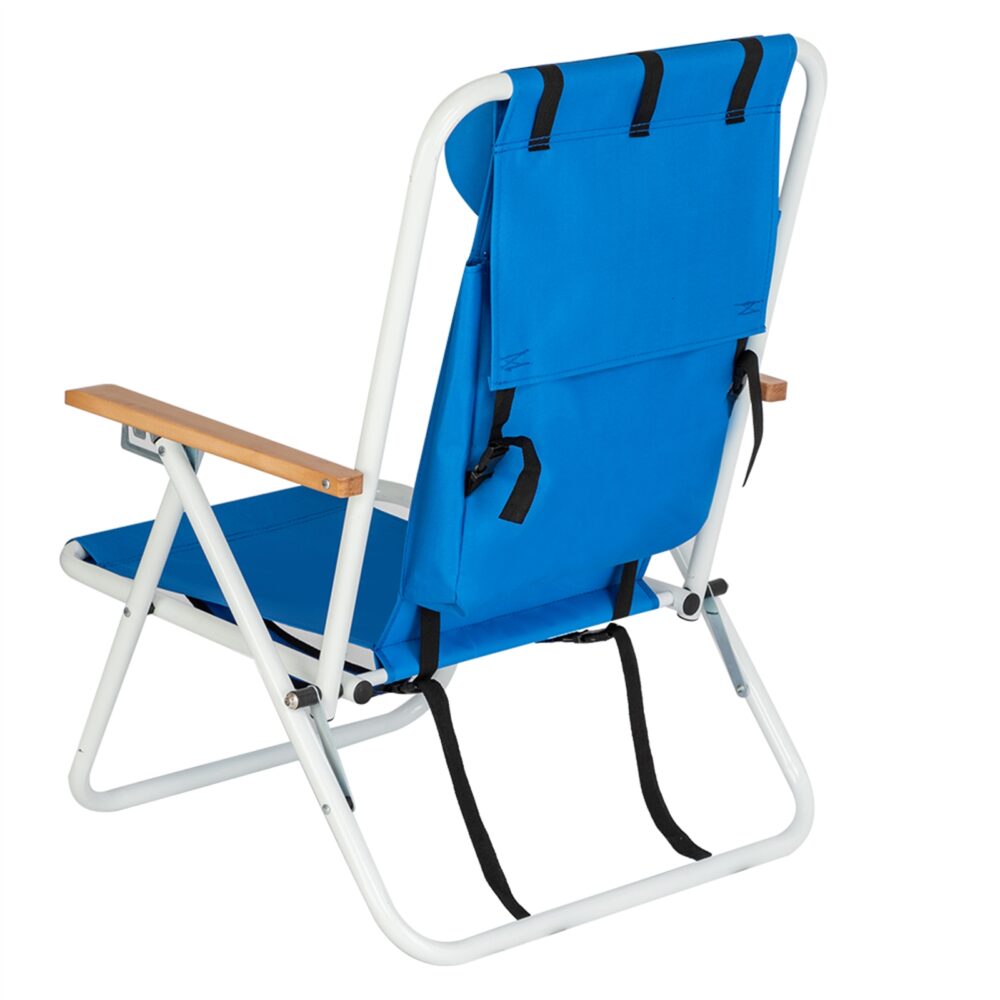 Portable High Strength Beach Chair with Adjustable Headrest Blue #JL06-99460325 - Image 15