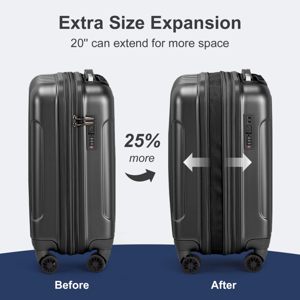 2 Piece Luggage Set, 20" Carry-On Expandble Luggage Hardside Lightweight Suitcase, 14" Mini Cosmetic Cases #SY-71033973 - Image 13