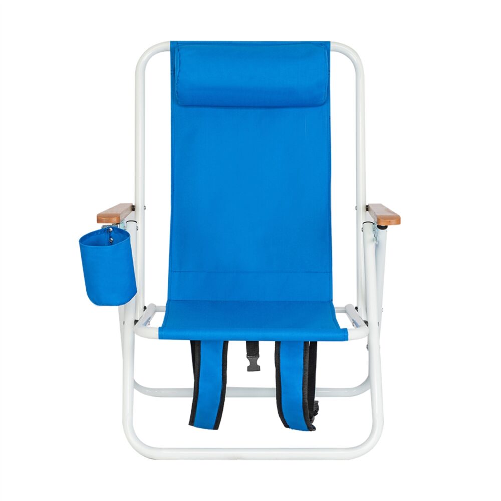 Portable High Strength Beach Chair with Adjustable Headrest Blue #JL06-99460325 - Image 16