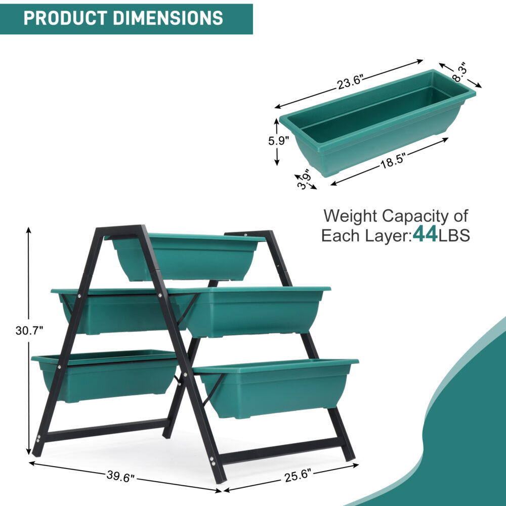 Raised Garden Planter Bed, Tiered Planter Stand with 5 Boxes, Vertical Raised Garden Bed for Herbs, Flowers, or Vegetables in Patio Balcony Indoor Outdoor #SY-22492182 - Image 12