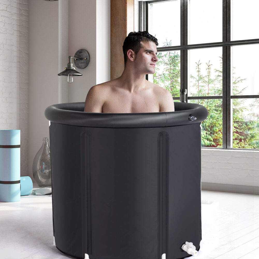 Ice Bath Tub for Athletes with Cover, 85 Gallons Cold Plunge Tub for Recovery, Multiple Layered Portable Ice Bath Plunge Pool, Black #SY-49154965 - Image 12