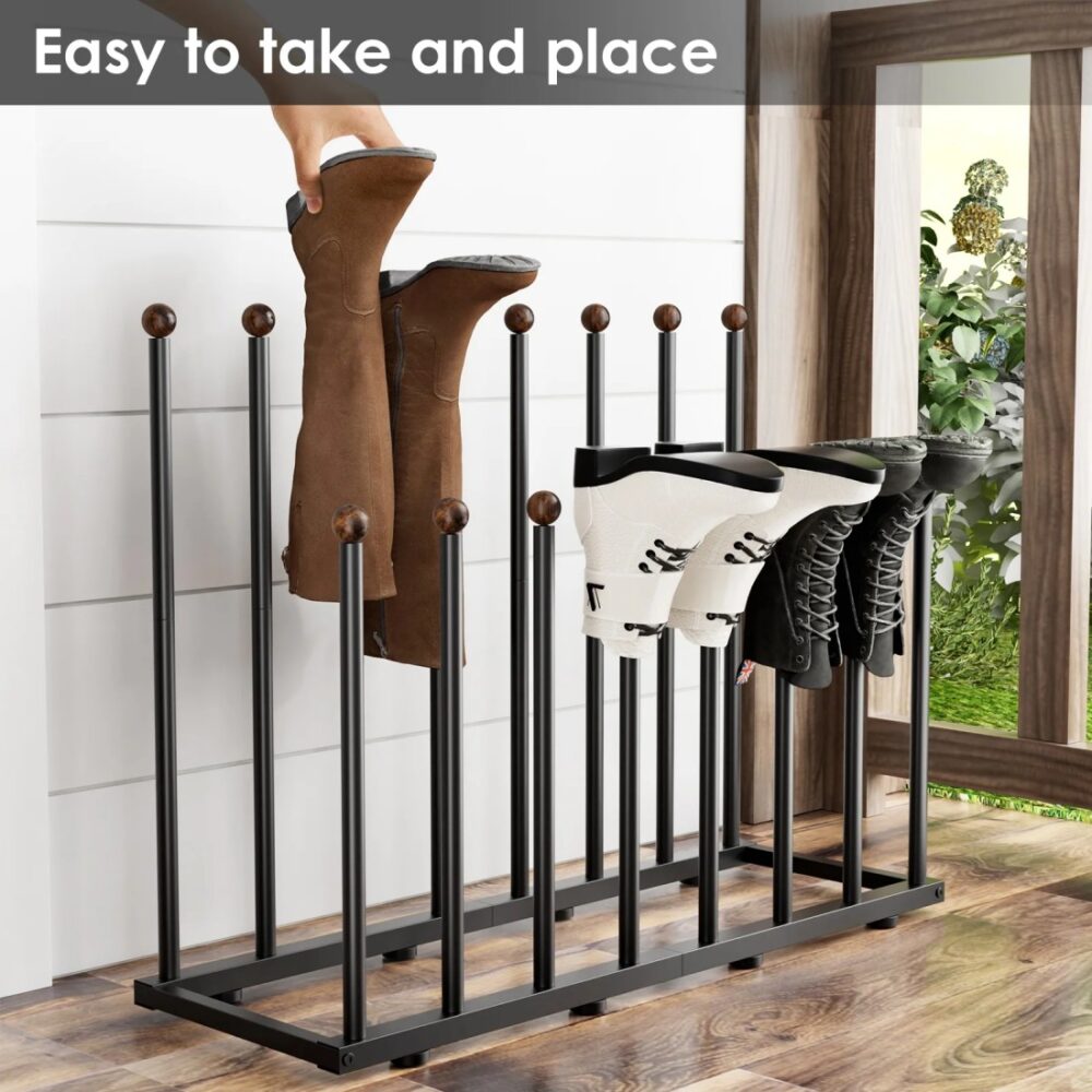 Boot Rack Organizer for 8 Pairs, Free Standing Boot Storage Metal Shoe Rack Fit for Tall Boots #JL06-94789588 - Image 9